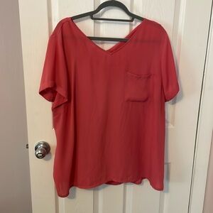 Maurices sz 2 pink short sleeve top with functional zipper on back